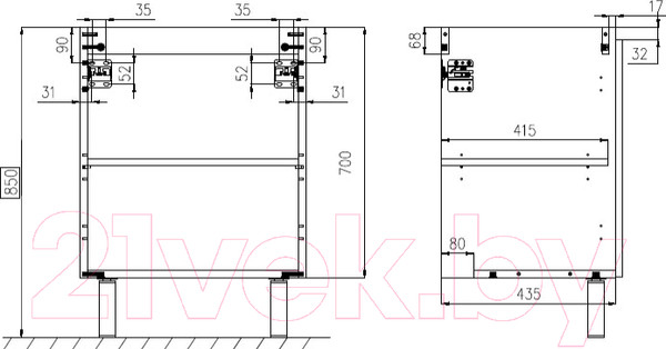Изображение товара Тумба с умывальником ЗОВ Монови 60 / M60LW0LWS-OL60 (белый)