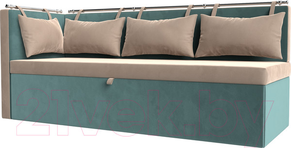 Изображение товара Уголок кухонный мягкий Лига Диванов Метро левый / 105025L (велюр бежевый/бирюзовый)