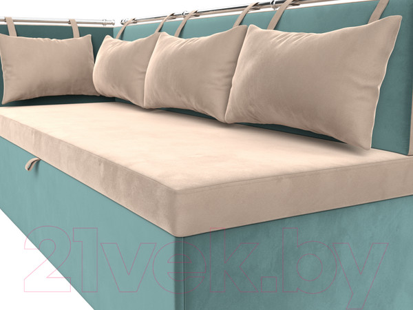 Изображение товара Уголок кухонный мягкий Лига Диванов Метро левый / 105025L (велюр бежевый/бирюзовый)