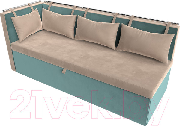 Изображение товара Уголок кухонный мягкий Лига Диванов Метро левый / 105025L (велюр бежевый/бирюзовый)
