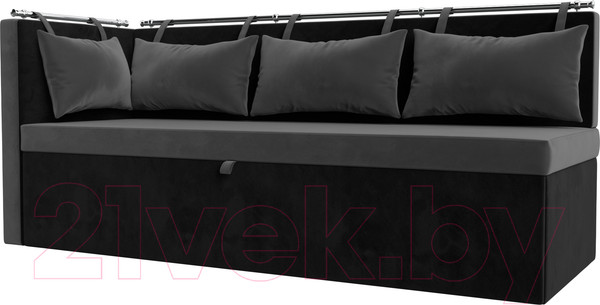 Изображение товара Уголок кухонный мягкий Лига Диванов Метро левый / 105032L (велюр серый/черный)