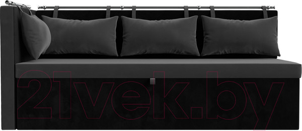 Изображение товара Уголок кухонный мягкий Лига Диванов Метро левый / 105032L (велюр серый/черный)