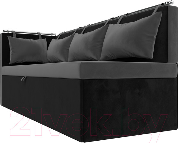 Изображение товара Уголок кухонный мягкий Лига Диванов Метро левый / 105032L (велюр серый/черный)