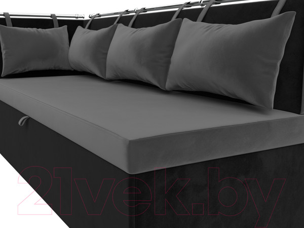 Изображение товара Уголок кухонный мягкий Лига Диванов Метро левый / 105032L (велюр серый/черный)