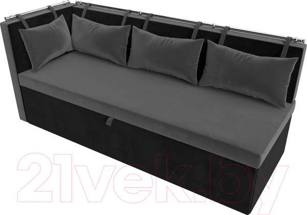 Изображение товара Уголок кухонный мягкий Лига Диванов Метро левый / 105032L (велюр серый/черный)