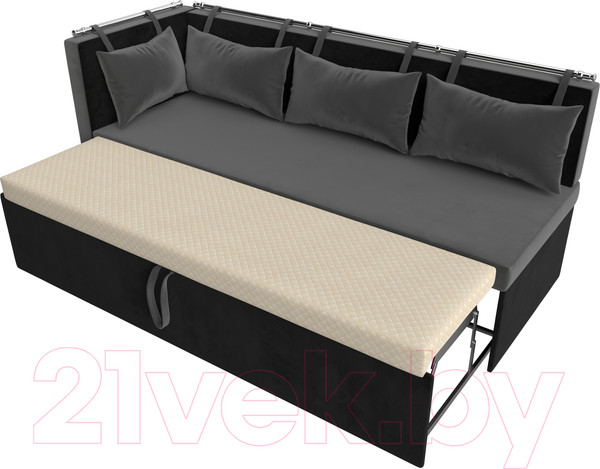 Изображение товара Уголок кухонный мягкий Лига Диванов Метро левый / 105032L (велюр серый/черный)