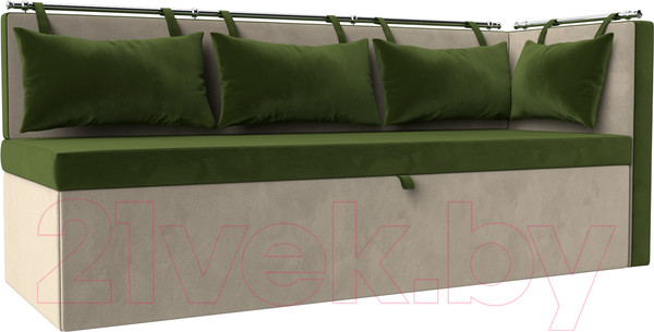 Изображение товара Уголок кухонный мягкий Лига Диванов Метро правый / 105023 (микровельвет зеленый/бежевый)