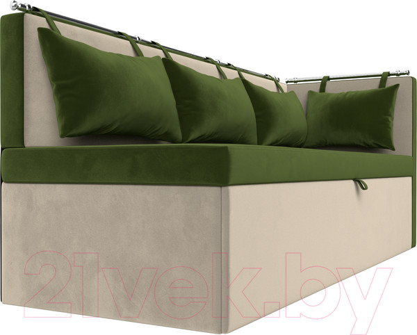 Изображение товара Уголок кухонный мягкий Лига Диванов Метро правый / 105023 (микровельвет зеленый/бежевый)