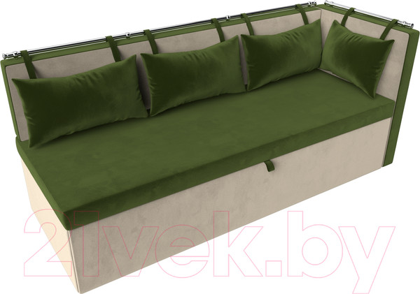 Изображение товара Уголок кухонный мягкий Лига Диванов Метро правый / 105023 (микровельвет зеленый/бежевый)