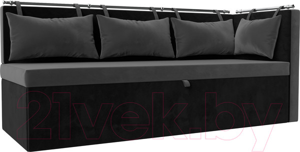 Изображение товара Уголок кухонный мягкий Лига Диванов Метро правый / 105032 (велюр серый/черный)