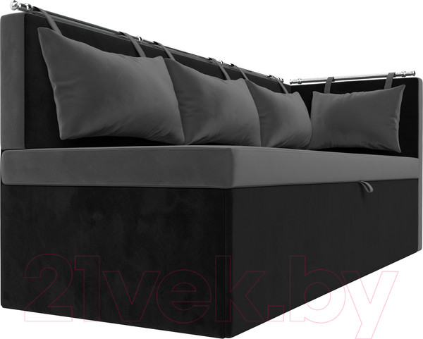 Изображение товара Уголок кухонный мягкий Лига Диванов Метро правый / 105032 (велюр серый/черный)