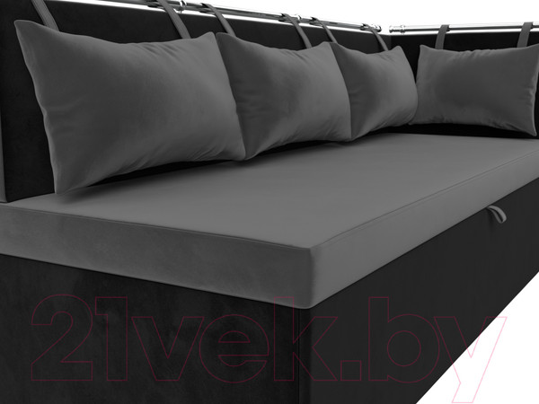 Изображение товара Уголок кухонный мягкий Лига Диванов Метро правый / 105032 (велюр серый/черный)