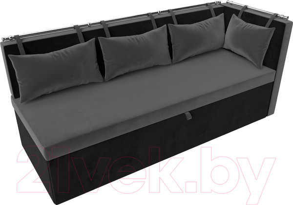 Изображение товара Уголок кухонный мягкий Лига Диванов Метро правый / 105032 (велюр серый/черный)