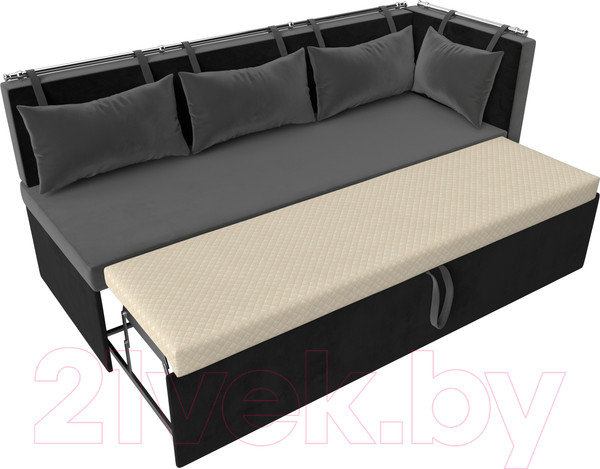 Изображение товара Уголок кухонный мягкий Лига Диванов Метро правый / 105032 (велюр серый/черный)