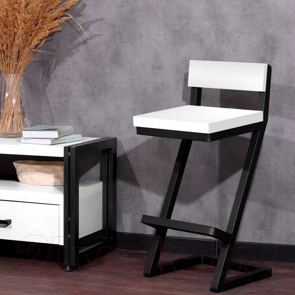 Изображение товара Стул барный Millwood Оберг 1 полубарный (белый/металл черный)