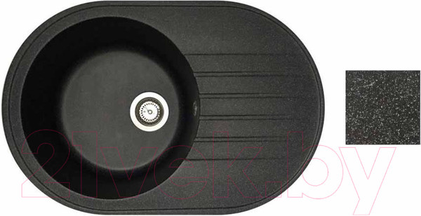 Изображение товара Мойка кухонная со смесителем БелЭворс Rondo L + смеситель W74004-2 + дозатор L405F (черный)