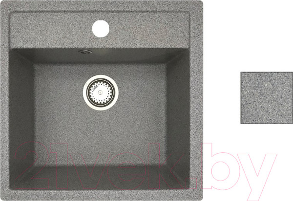 Изображение товара Мойка кухонная со смесителем БелЭворс Rio + смеситель W4998-4 + дозатор L405-1 (серый/сатин)