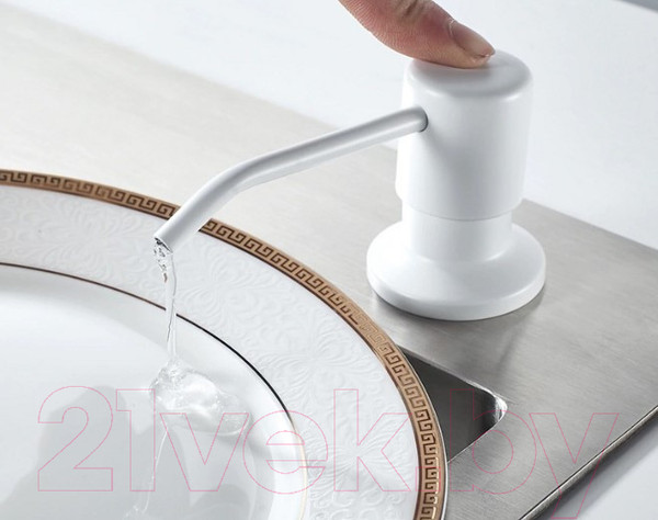 Изображение товара Мойка кухонная со смесителем БелЭворс Mila R + смеситель W74004-3 + дозатор L405H (белый)