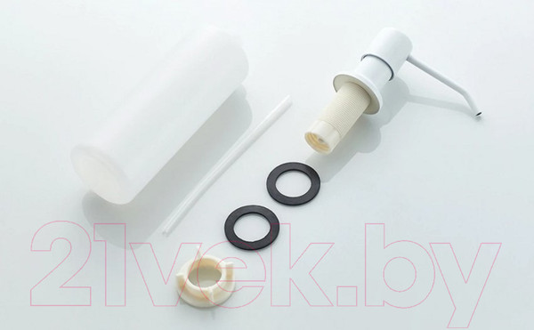 Изображение товара Мойка кухонная со смесителем БелЭворс Mila R + смеситель W74004-3 + дозатор L405H (белый)