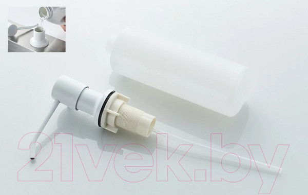 Изображение товара Мойка кухонная со смесителем БелЭворс Mila R + смеситель W74004-3 + дозатор L405H (белый)