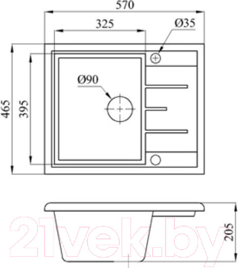 Изображение товара Мойка кухонная со смесителем БелЭворс Mila R + смеситель W74004-3 + дозатор L405H (белый)