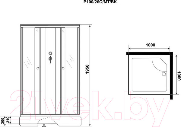 Изображение товара Душевая кабина Niagara Promo P100/26Q/MT/BK 100x100x195