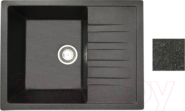 Изображение товара Мойка кухонная со смесителем БелЭворс Vega L + смеситель W74004-2 + дозатор L405F (черный)