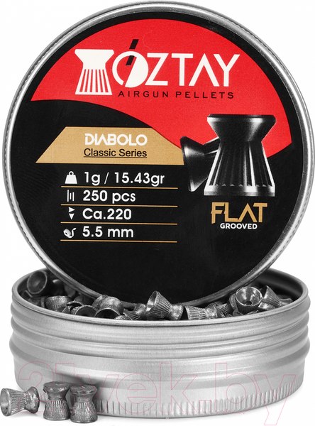 Изображение товара Пульки для пневматики Oztay Diabolo Classic Series Flat Grooved 5.5 (250шт)