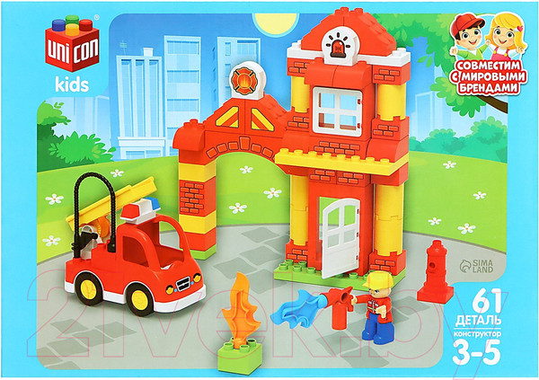 Изображение товара Конструктор Unicon Пожарная станция / 9468369 (61эл)