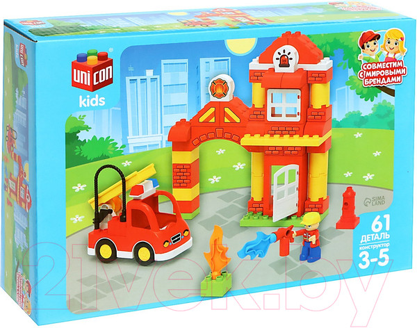 Изображение товара Конструктор Unicon Пожарная станция / 9468369 (61эл)