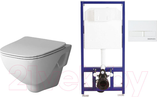 Изображение товара Унитаз подвесной с инсталляцией AM.PM X-Joy C851701SC + Berges Novum 525 040000 + L1 040011