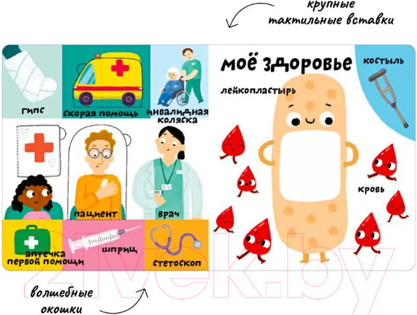 Изображение товара Развивающая книга Робинс Мои первые 100 слов с окошками. Мое тело