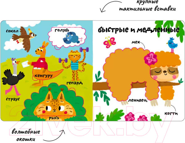 Изображение товара Развивающая книга Робинс Мои первые 100 слов с окошками. Такие разные животные