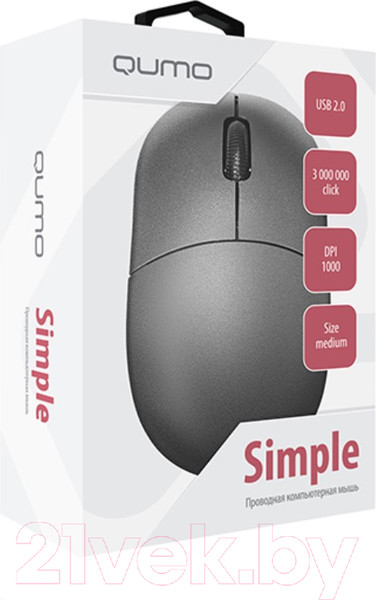 Изображение товара Мышь Qumo Simple Office M92 / Q42233 (серый)
