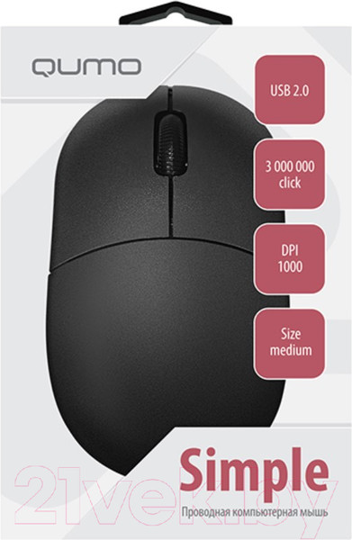 Изображение товара Мышь Qumo Simple Office M92 / Q42231 (черный)