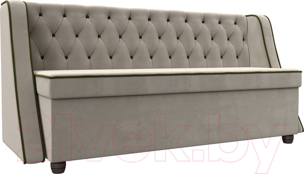 Изображение товара Скамья кухонная мягкая Лига Диванов Лофт / 112627 (микровельвет бежевый/зеленый)