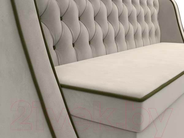 Изображение товара Скамья кухонная мягкая Лига Диванов Лофт / 112627 (микровельвет бежевый/зеленый)