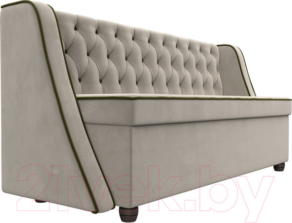 Изображение товара Скамья кухонная мягкая Лига Диванов Лофт / 112627 (микровельвет бежевый/зеленый)