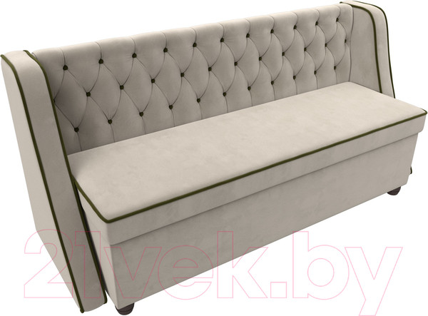 Изображение товара Скамья кухонная мягкая Лига Диванов Лофт / 112627 (микровельвет бежевый/зеленый)