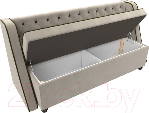 Изображение товара Скамья кухонная мягкая Лига Диванов Лофт / 112627 (микровельвет бежевый/зеленый)
