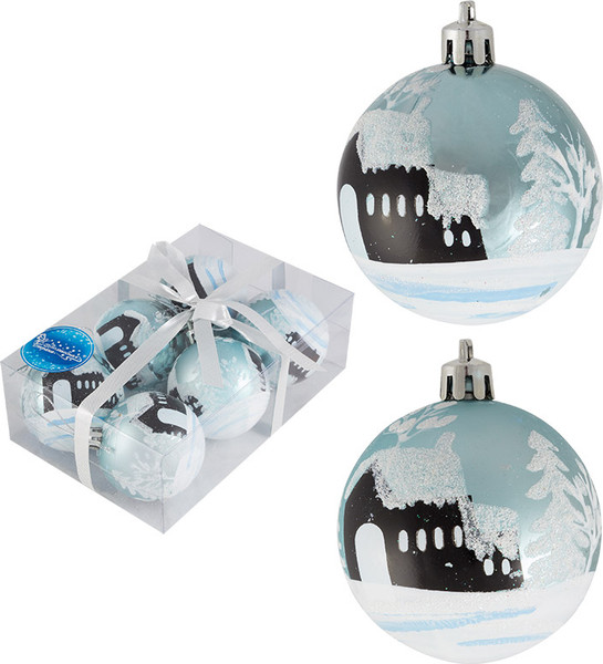 Изображение товара Набор шаров новогодних Волшебная страна Зимний пейзаж 007496 (6шт, бирюзовый)