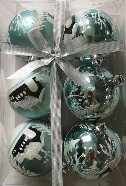 Изображение товара Набор шаров новогодних Волшебная страна Зимний пейзаж 007496 (6шт, бирюзовый)