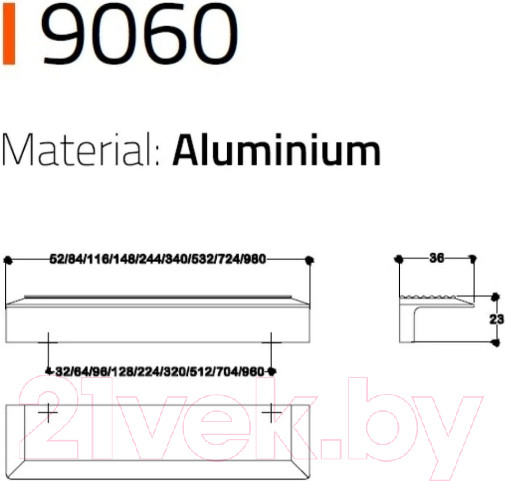 Изображение товара Ручка для мебели System SY9060 GL (960мм, глянцевое золото)