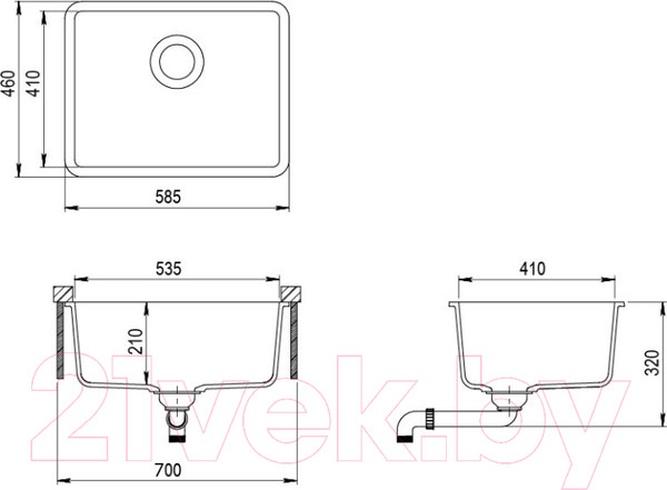 Изображение товара Мойка кухонная Aquasanita Arca SQA102W (металлик)