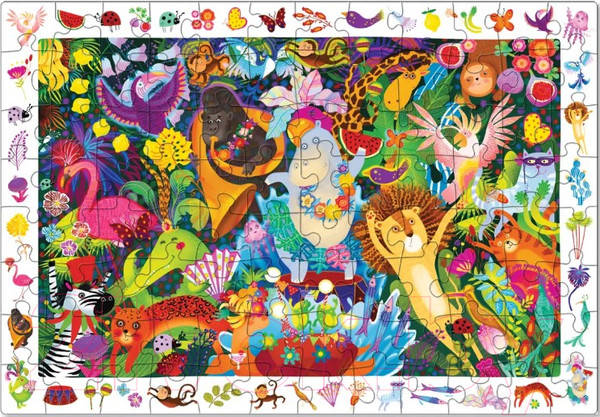 Изображение товара Пазл Айрис-пресс IQ с развивающей игрой. Веселая вечеринка в джунглях (96эл)