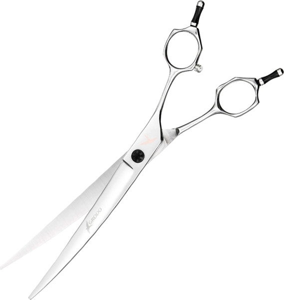 Изображение товара Ножницы для стрижки животных GRODO Silk Slice 7.0 / 20B270 (изогнутые с большим черным винтом)