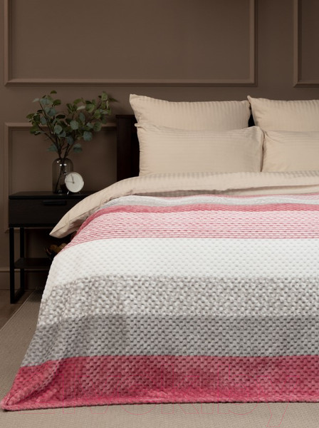Изображение товара Плед TexRepublic Deco Lux Полосы Фланель 200x220 / 90695 (розовый)