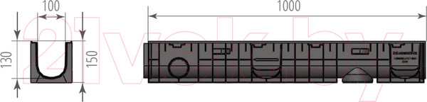Изображение товара Лоток водоотводный Aquastok ЛВП Norma 100 Н120 / 11012
