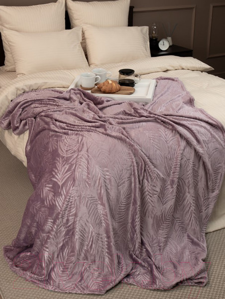 Изображение товара Плед TexRepublic Elite Листья Фланель 1.5 / 93357 (сиреневый)