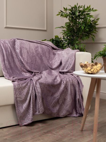 Изображение товара Плед TexRepublic Elite Листья Фланель 1.5 / 93357 (сиреневый)